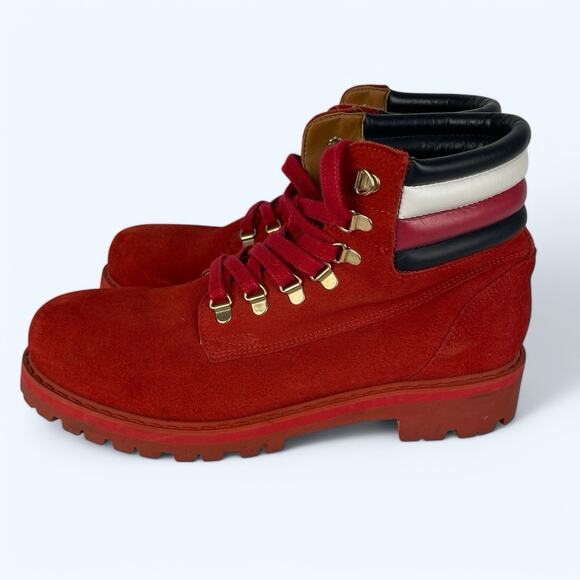 Tommy Hilfiger + Lewis Hamilton Red Suede Boots Men's Size 9 - Picture 4 of 8